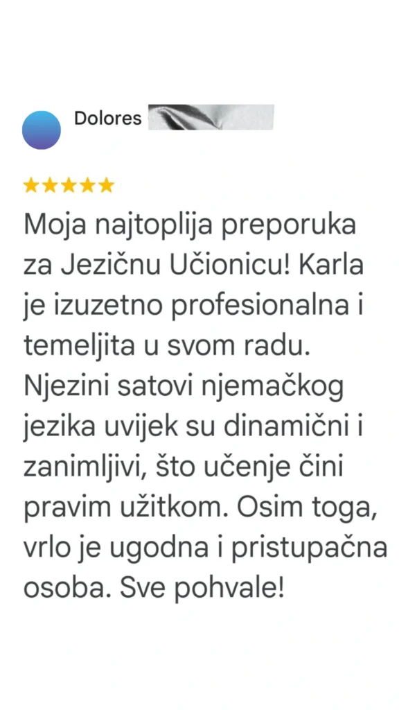 Google recenzija za tečaj stranog jezika