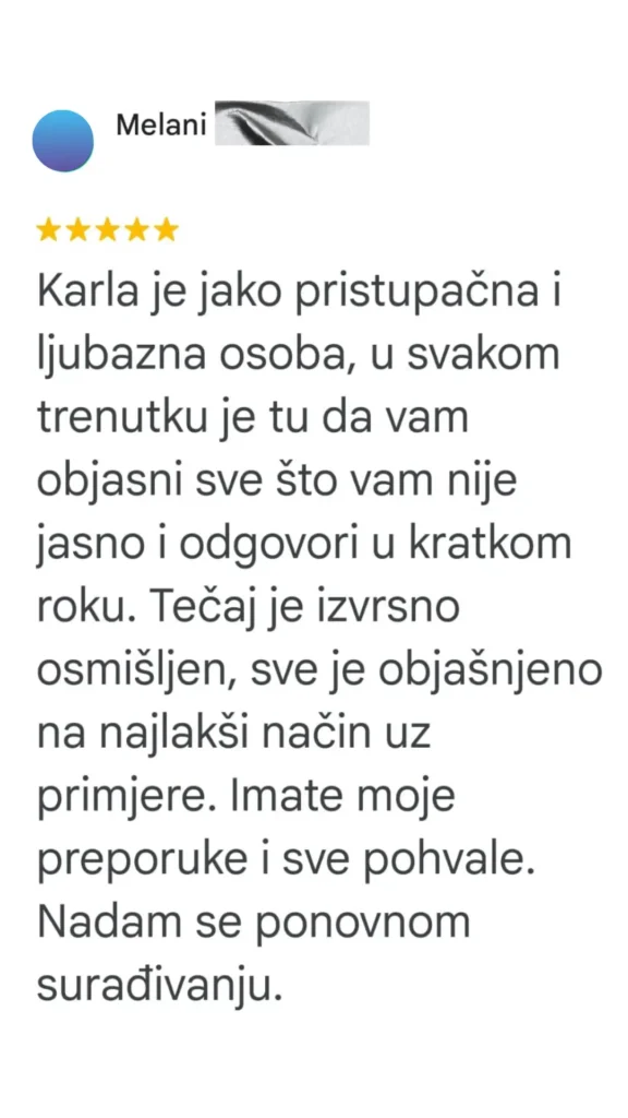 Google recenzija za tečaj stranog jezika