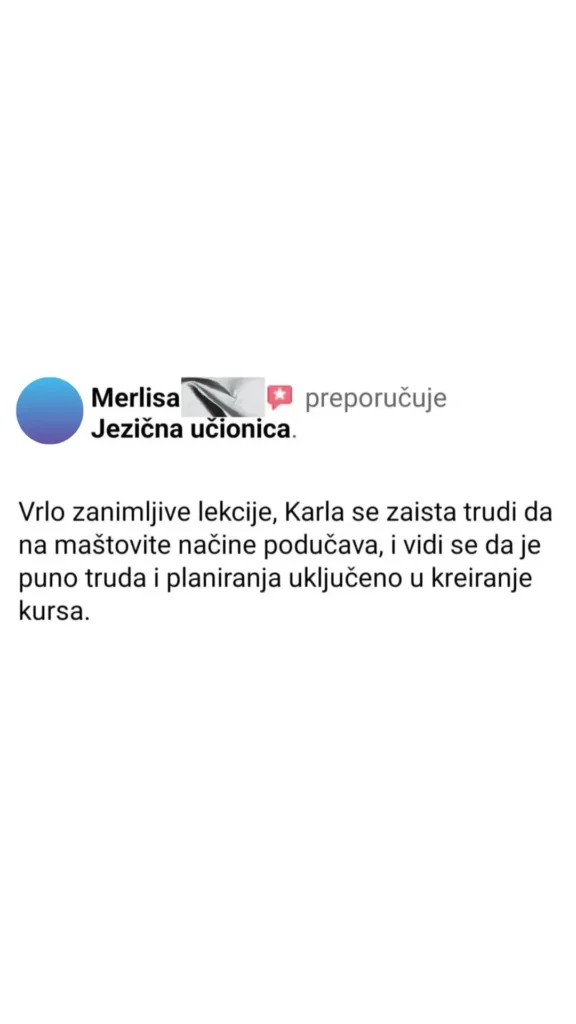 Google recenzija za tečaj stranog jezika