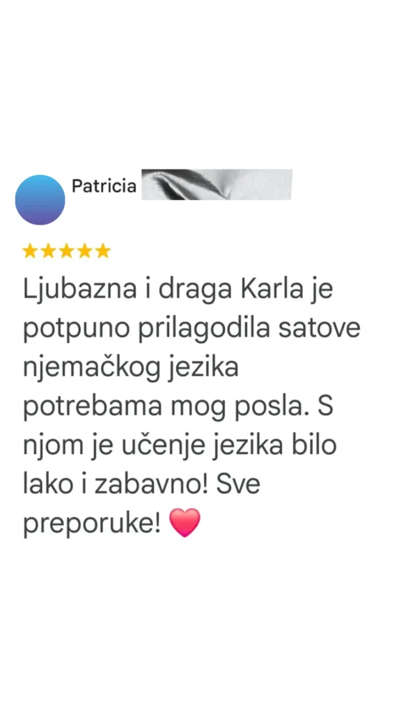 Google recenzija za tečaj stranog jezika