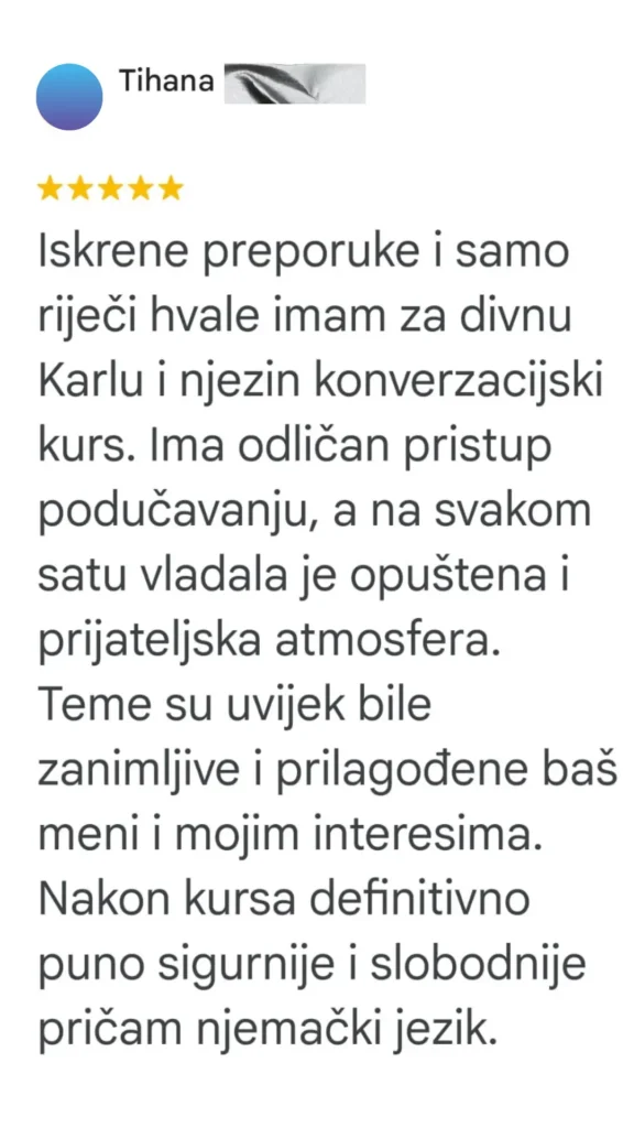 Google recenzija za tečaj stranog jezika